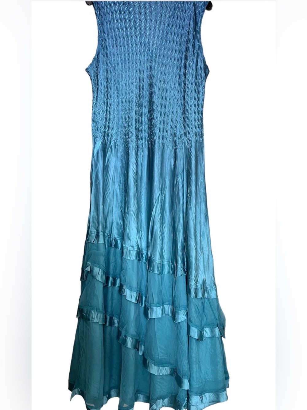 KOMAROV 2-Pc Pleated Maxi Dress & Jacket Set Blue Ombre Plus Size 3X Excellent - Picture 4 of 16